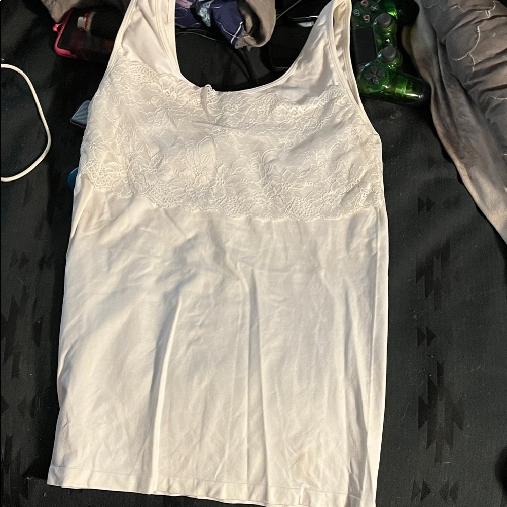 Rhonda Shear Classic White Lace Camisole